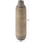Dutton Brown Seagrass Handmade Braided Decorative Vase with Layered Gray Paneling - Image 4