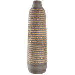Dutton Brown Seagrass Handmade Braided Decorative Vase with Layered Gray Paneling - Image 5