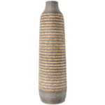 Dutton Brown Seagrass Handmade Braided Decorative Vase with Layered Gray Paneling - Image 6