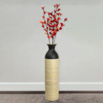 Dylon Black or White Cylinder-Shaped Tall Bamboo Floor Vases, Heights of 31 and 23.5 Inches