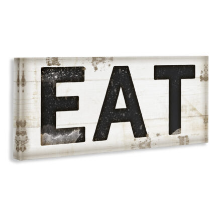 EAT Typography Vintage Sign by Jennifer Pugh – Textual Art Print on Canvas - Chic Decora