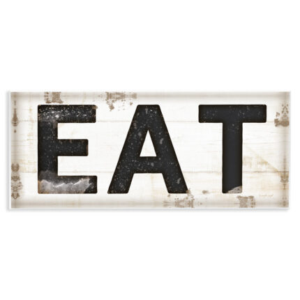 EAT Typography Vintage Sign by Jennifer Pugh – Textual Art Print on Canvas - Chic Decora