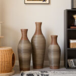 Eibhinn Hand Woven Rattan Floor Vase, Tall Vase, Two-Tone Finish, Flower Decorative Vase - Image 6