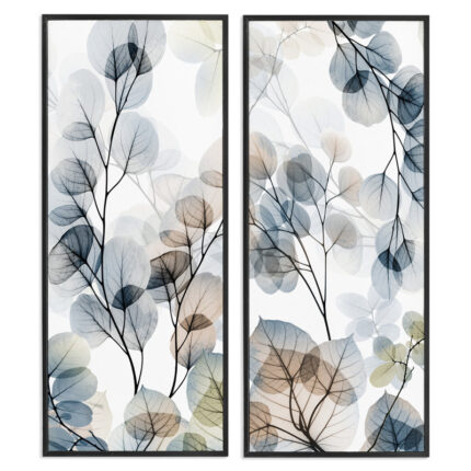 Elegant Abstract Botanical Plant Leaves Pattern Collage by Albert Koetsier – 2 Piece Graphic Art Set - Chic Decora