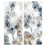 Elegant Abstract Botanical Plant Leaves Pattern Collage by Albert Koetsier - 2 Piece Graphic Art Set