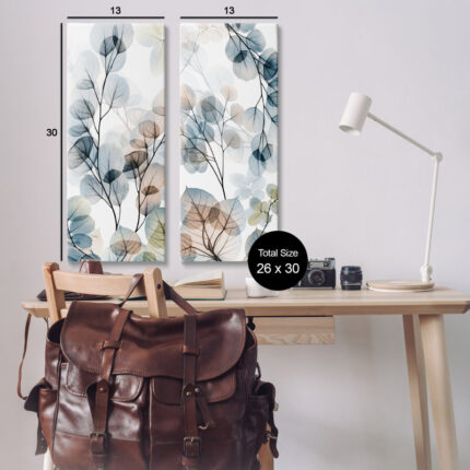 Elegant Abstract Botanical Plant Leaves Pattern Collage by Albert Koetsier – 2 Piece Graphic Art Set - Chic Decora