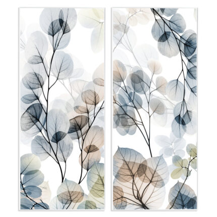 Elegant Abstract Botanical Plant Leaves Pattern Collage by Albert Koetsier – 2 Piece Graphic Art Set - Chic Decora