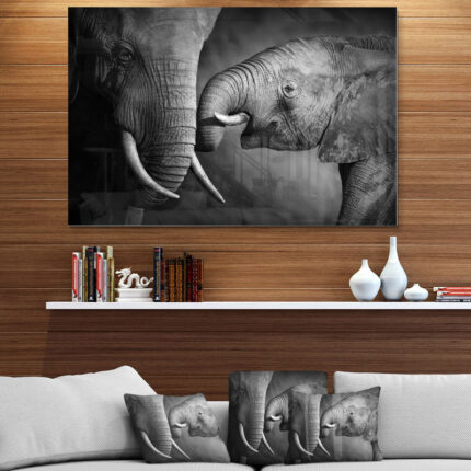 Elephants Showing Affection – Graphic Art Print - Chic Decora
