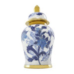 Elrene Ceramic Floral Blue Decorative Jars with Cream and Gold Accents - Image 4