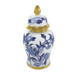 Elrene Ceramic Floral Blue Decorative Jars with Cream and Gold Accents - Image 5