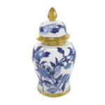 Elrene Ceramic Floral Blue Decorative Jars with Cream and Gold Accents - Image 7