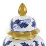 Elrene Ceramic Floral Blue Decorative Jars with Cream and Gold Accents - Image 8