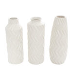 Elvita Ceramic Dimensional Chevron Textured Decorative Vase with Varying Shapes Set - Image 7