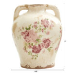 Escarleth 8'' Tuscan Ceramic Floral Print Table Vase - Image 3
