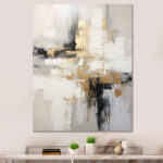 Essential Bliss Minimalism Abstract Gold Painting - Grey Abstract Painting Canvas Print