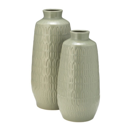 Estancia Modern Vase with Sculpted Embossed Detailing – Sleek Silhouette for Home Decor Styling - Chic Decora