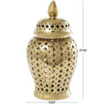 Estarlin Ceramic Decorative Jars with Geometric Cutout Design and Lid - Image 5