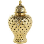 Estarlin Ceramic Decorative Jars with Geometric Cutout Design and Lid - Image 7