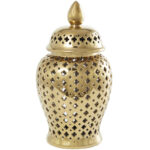 Estarlin Ceramic Decorative Jars with Geometric Cutout Design and Lid - Image 8
