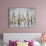 Evatt " Golden Reflections With Handcrafted Gold Leaf Wrapped Canvas Wall Art Print "