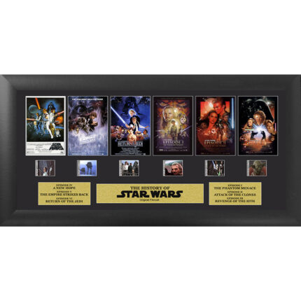 FILMCELLS Star Wars Through The Ages Episodes 1-6 Framed Wall Art Presentation with 6x 35mm Film Clips and Certificate of Authenticity - Chic Decora