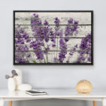 Famous Artwork Purple Lavender Flowers On Wood Effect Background Retro Rustic Large Pictures Canvas Print Wall Art