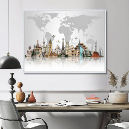 Famous Monuments Across World Graphic Art Print - Chic Decora