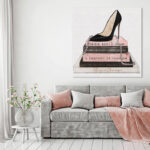 Fashion and Glam Classic Stiletto and High Fashion Books, Glam and Pastel Canvas Wall Art for Closet