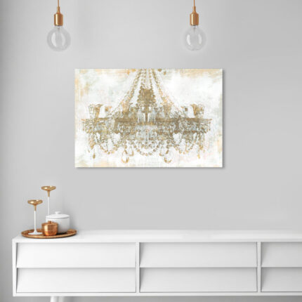Fashion and Glam Palace Chandelier, Modern and Canvas Wall Art Print for Living Room - Chic Decora