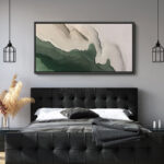 Faux Texture Abstract Green Minimalist Modern Artwork - Extra Large Framed Wall Art Canvas Print - Image 6