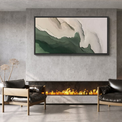 Faux Texture Abstract Green Minimalist Modern Artwork – Extra Large Framed Wall Art Canvas Print - Chic Decora