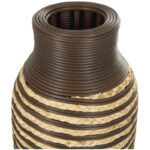 Favian Seagrass Handmade Slim Woven Tall Floor Decorative Brown Vase with Dark Brown Striped Accents - Image 3