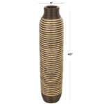 Favian Seagrass Handmade Slim Woven Tall Floor Decorative Brown Vase with Dark Brown Striped Accents - Image 4