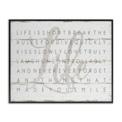 Fenna Life Is Short Smile on Planked Look’ Graphic Art Print - Chic Decora