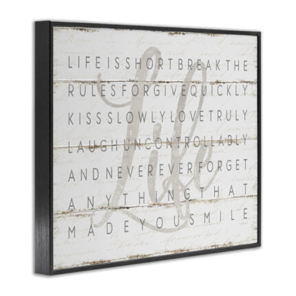 Fenna Life Is Short Smile on Planked Look’ Graphic Art Print - Chic Decora