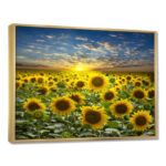 Field of Blooming Sunflowers - Art Print On Solid Wood - Image 6