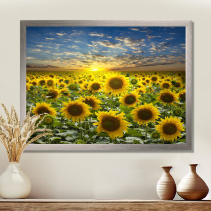Field of Blooming Sunflowers – Art Print On Solid Wood - Chic Decora