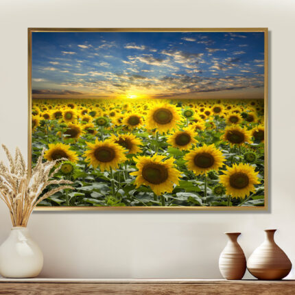 Field of Blooming Sunflowers – Art Print On Solid Wood - Chic Decora