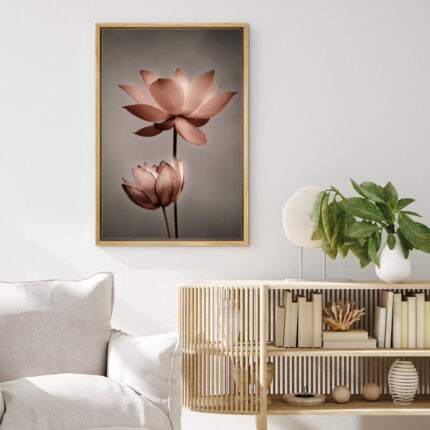 Flower Blossom Lotus Flower Pictures Minimalist Floral Bathroom Decor Large Gallery Wrapped Canvas Print Wall Art - Chic Decora
