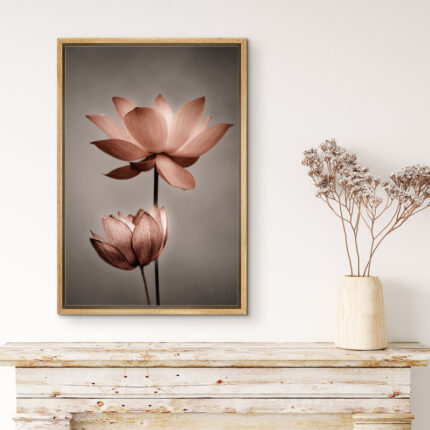 Flower Blossom Lotus Flower Pictures Minimalist Floral Bathroom Decor Large Gallery Wrapped Canvas Print Wall Art - Chic Decora