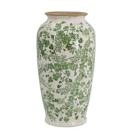 Flower Vase – 7.5″ x 7.5″ x 14.5″ – Green/White - Chic Decora