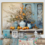 Flower vase oranges country Farmhouse - Flowers Wall Decor