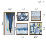 Fohoren Blue Bliss Abstract 5-piece Gallery Framed Canvas Wall Art Set - Image 4