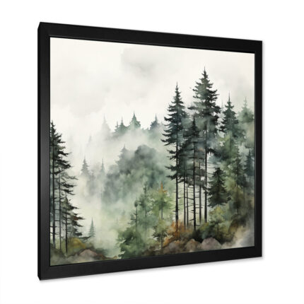 Forest Pine Tree Misty Morning I – Forest wall art print, Forest pine tree canvas art - Chic Decora