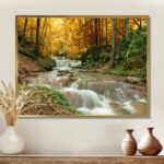 Forest Waterfall with Yellow Trees - Photograph Print