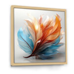 Fractal Boho Feather Amber Orange And Turquoise I - Feathers Wall Art for Living Room - Image 2