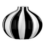 Gelb Black And White Striped Handmade Ceramic Vase (Round 5.5") - Image 6