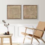 Geometric Abstract Line Minimalist - Canvas Master Bedroom Wall Art Work 2 Pieces Print - Image 3