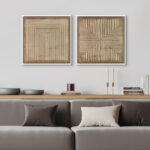 Geometric Abstract Line Minimalist - Canvas Master Bedroom Wall Art Work 2 Pieces Print