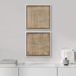 Geometric Abstract Line Minimalist - Canvas Master Bedroom Wall Art Work 2 Pieces Print - Image 2